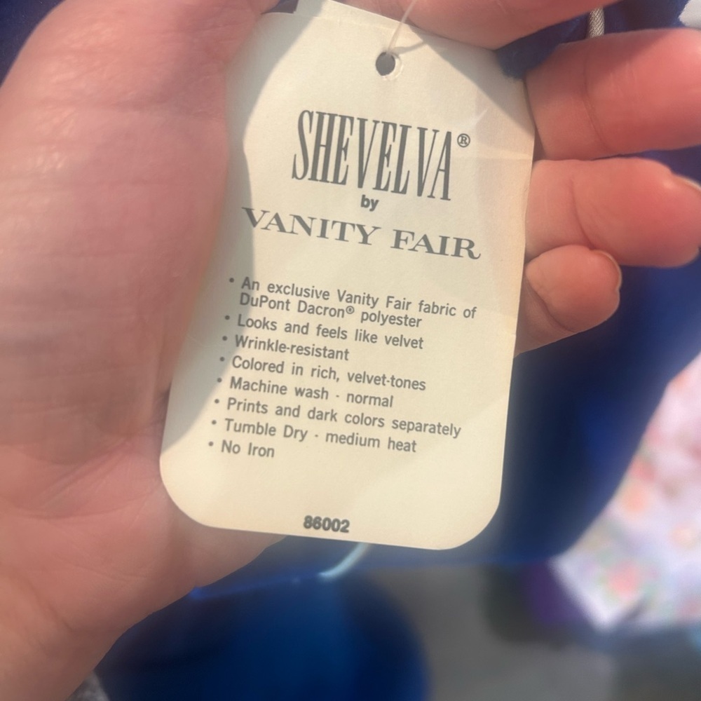 Vintage Vanity Fair “SheVelva” Sapphire Blue Velvet Robe – NWT Medium Deadstock - Picture 5 of 6